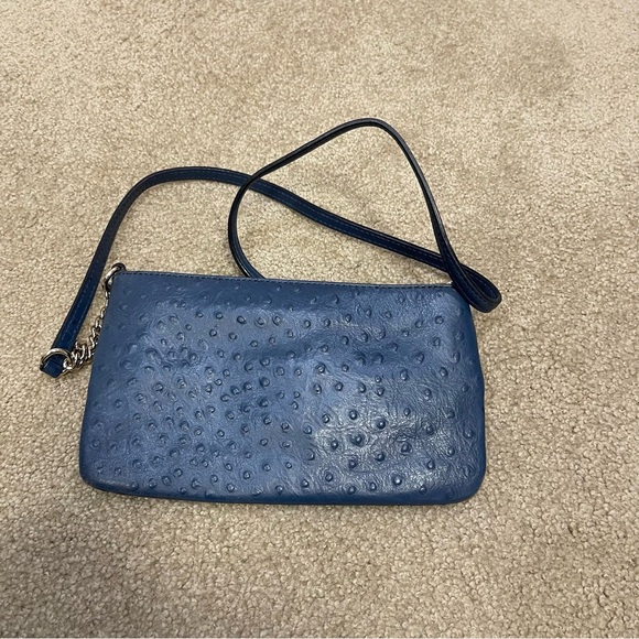 Kate Spade Charm City Ostrich Bow Shoulder Bag Blue Party Event Womens - Picture 5 of 8